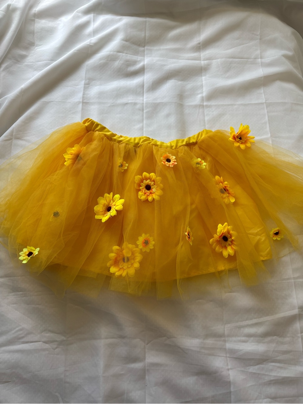 Sunny Yellow Flower Tulle Skirt for Kids